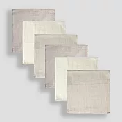 英國 JoJo Maman BeBe 100% 純棉多功能細紗布方巾/包巾/小薄被/拍嗝巾/安撫巾 6入禮盒組(60*60cm)_ 棕色