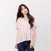好我_Vicky夏日V領棉質寬上衣 FREE 紅白條