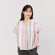 好我_Vicky夏日V領棉質寬上衣 FREE 綠粉條