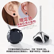 【Sayaka紗彌佳】925純銀 日本誕生石系列 單鑽耳環 6mm款 -多色任選 -黑鋯石款(顏色限定)