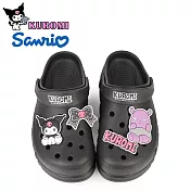 【HELLO KITTY】女 KUROMI 酷洛米 洞洞鞋 雨鞋 布希鞋 防水鞋 穆勒鞋 涼拖鞋 輕量 厚底 台灣製 EU36 黑色