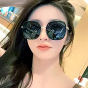 seoul show首爾秀 高級感側邊閃粉框太陽眼鏡抗UV400墨鏡 8025  黑金框閃銀黑灰片