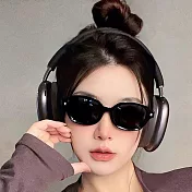 seoul show首爾秀 180度全折疊彈簧腿復古橢圓框男女太陽眼鏡UV400墨鏡 6180 曜亮黑