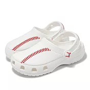 Crocs 洞洞鞋 Classic Baseball Clog K 大童 小朋友 白紅 棒球克駱格 卡駱馳 211259100 19.5cm WHITE