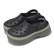 Crocs 洞洞鞋 Classic Stacked Clog 男女鞋 黑 灰 堆堆克駱格 厚底 增高 卡駱馳 211355001 22cm BLACK