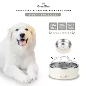 【GrandTies】710ML真空雙層不鏽鋼寵物碗/狗碗/貓碗(GT022217101-120)16公分口徑- 象牙白