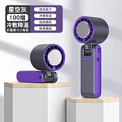 超導冰敷+折疊手持風扇 100檔數顯掛脖電扇 灰色