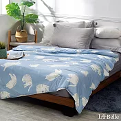 義大利La Belle《懶懶貓-藍》海島針織防蟎抗菌涼被5*6尺