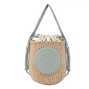 Chloe Horse Medal小號草編水桶包- 藍綠