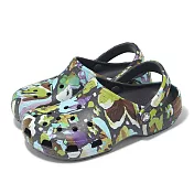 Crocs 洞洞鞋 Classic painted Floral Clog 男女鞋 黑沙 彩繪花卉克駱格 卡駱馳 2115870LD 23cm BLACK SAND
