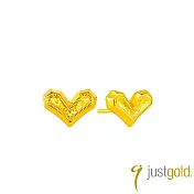 【Just Gold 鎮金店】金心綻放 黃金耳環