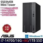 ★記憶體升級★ASUS 華碩 H-S503MER-714700010W 桌上型電腦 (i7-14700/16G+8G/1TB/W11/3年保)