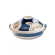 【萬古燒】滿月兔 19cm 耐熱 深 砂鍋 & 土鍋 6號 0.9L 附蓋 日本製 /個 SAJI-248309