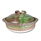 【萬古燒】綠釉南蠻 28cm  耐熱 深 砂鍋 & 土鍋 9號 3L 附蓋 /個 MRH-041913
