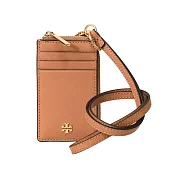 TORY BURCH 十字文防刮皮革卡片包/零錢包-焦糖