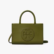 TORY BURCH 皮革車縫LOGO迷你托特包/兩用包 軍綠
