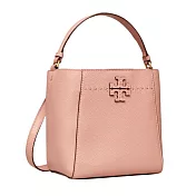 TORY BURCH 荔枝皮革素色托特包/兩用包-粉