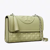 TORY BURCH 菱格絎縫皮革鏈帶包-草綠