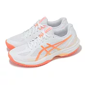 Asics 羽球鞋 Court Hunter FF 女鞋 白 橘 室內運動 羽排鞋 亞瑟士 1072A112100 24cm WHITE/VIVID CORAL