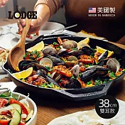 【美國LODGE】主廚系列 美國製雙耳圓形鑄鐵平底煎烤鍋-38cm