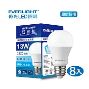 EVERLIGHT 億光13W超節能LED球泡燈 8入 白光