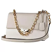 MICHAEL KORS 翻蓋皮革肩斜兩用鍊包 米白