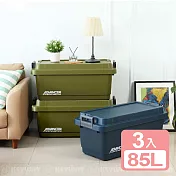 《真心良品》KEYWAY聯府鐵馬重型收納箱85L-3入 藍色