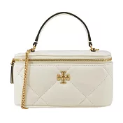 TORY BURCH Kira Diamond 大菱格鍊帶兩用化妝盒包- 米白