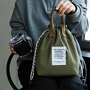 抽繩撞色便當包 綠色