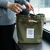 抽繩撞色便當包 綠色