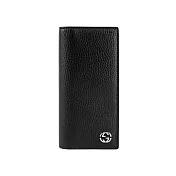 GUCCI 金屬縫線雙G Logo 牛皮二折長夾 (黑色)