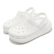 Crocs 超厚底洞洞鞋 Classic Crush Clog 白 男女鞋 經典泡芙 布希鞋 卡駱馳 207521100 22cm WHITE/WHITE