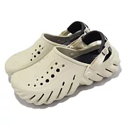Crocs 涼拖鞋 Echo Clog 男鞋 女鞋 骨白色 輕量 防水 波波克駱格 卡駱馳 2079372YJ 23cm BONE/BLACK