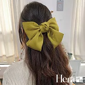 【Hera 赫拉】韓國高彩緞面大蝴蝶結髮夾 黃色