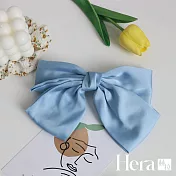 【Hera 赫拉】韓國高彩緞面大蝴蝶結髮夾 藍色