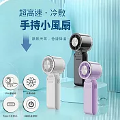 MCK 高速冷敷冰鎮手持風扇(四段風速/大容量電池/可折疊/可掛脖) 紫色