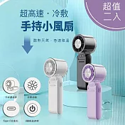 【超值二入】MCK 高速冷敷冰鎮手持風扇(四段風速/大容量電池/可折疊/可掛脖) 黑色+白色