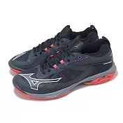 Mizuno 羽球鞋 Wave Claw Neo 3 寬楦 男鞋 藍 紅 回彈 室內運動 運動鞋 美津濃 71GA2473-26 25.5cm NAVY/PINK