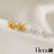 【Hera 赫拉】簍空線條雛菊耳針/耳環 銀色