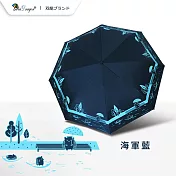 【雙龍牌】漂流刺蝟輕量黑膠自動開收傘防曬自動傘(抗UV防風晴雨傘折傘B6061G)  海軍藍