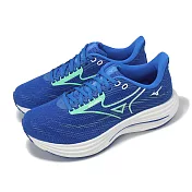 Mizuno 慢跑鞋 Wave Rider 29 超寬楦 男鞋 藍 白 波浪片 運動鞋 美津濃 J1GC2504-06 27cm BLUE/WHITE