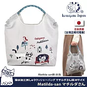 【Kusuguru Japan】日本眼鏡貓 買一送一買就送海綿刷3件組 防潑包 手拿包 斜背包 刺繡尼龍購物袋(多款任選) -防潑刺繡購物袋-B款