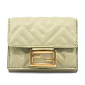 FENDI Baguette FF Logo三折短夾 鼠尾草綠