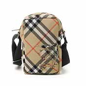 BURBERRY 新款格紋戰LOGO手機/相機包 沙色