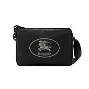 BURBERRY Orkney戰馬LOGO尼龍斜背包 黑色