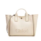 CHLOE Carry 刺繡LOGO帆布托特包(任選) 米白