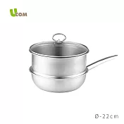 【瑞康屋 UCOM】鍋匠系列MT25台製複合金單柄炒鍋22cm(附蒸格22cm)