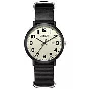 JULIUS 聚利時 維納斯的低語_簡約尼龍日顯錶帶腕錶 JA-1552(五色/34mm) 黑X米白