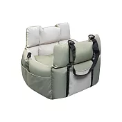 【野一夏】多功能攜帶式可折疊加厚狗窩-含安全繩 寵物車窩 寵物安全座椅 外出窩 寵物車用 車用寵物座椅 -米綠色