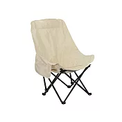 【野一夏】輕量化高背實布折疊月亮椅-贈收納袋 耐重150公斤 高背包覆設計 側邊雙置物袋 露營椅 摺疊椅 -米白